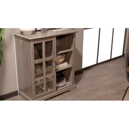 Red Barrel Studio® Hartwick Sliding Glass Door Bar with Wine Storage